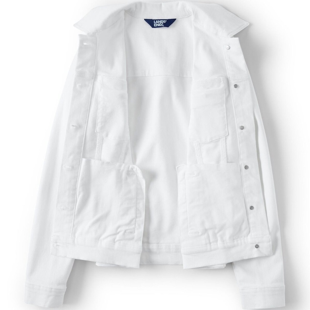 Lands End NWT Women's White Denim Classic Trucker Jean Jacket - Picture 2 of 5